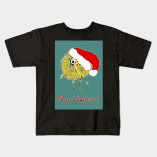 Funny Bird with Santa Hat Christmas Card! Kids T-Shirt